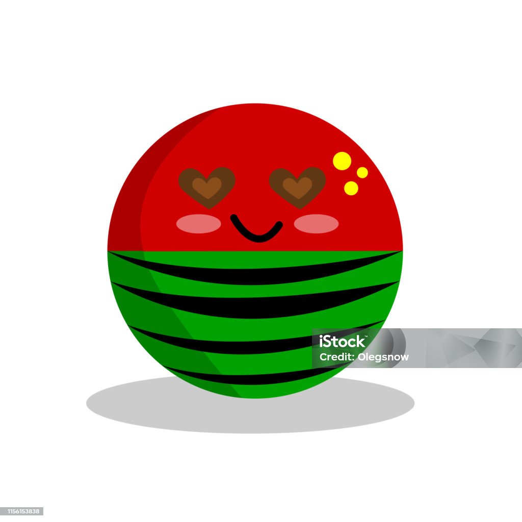 Watermelon Cartoon Character With A Kind Smile Eyes From Seeds In The Form  Of A Heart Half Covered With A Peel With Patterns Of Black Stripes Stock  Illustration - Download Image Now -