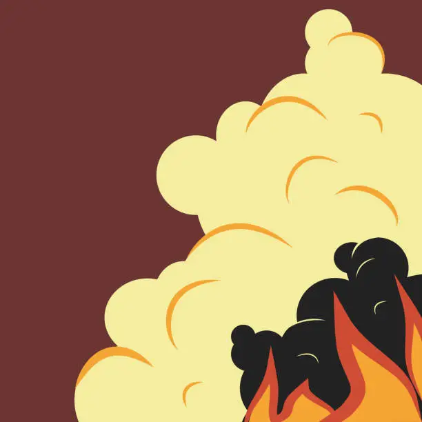 Vector illustration of Wildfire. Flame and smoke