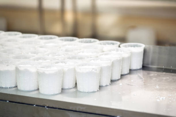 istock Close up view on many freshly made cottage cheese in plastic package 1156156906