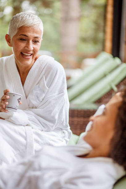istock Talking and relaxing at the spa 1156171333