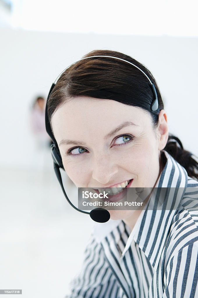 Happy tele sales woman  30-34 Years Stock Photo
