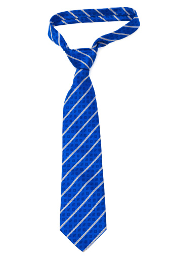 blue striped necktie on a white background