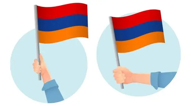 Vector illustration of armenia flag in hand