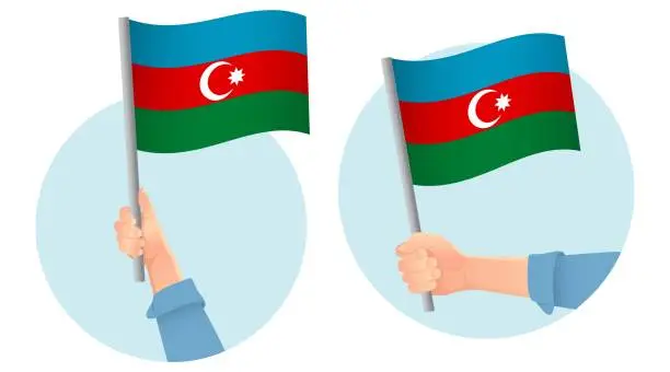 Vector illustration of Azerbaijan flag in hand