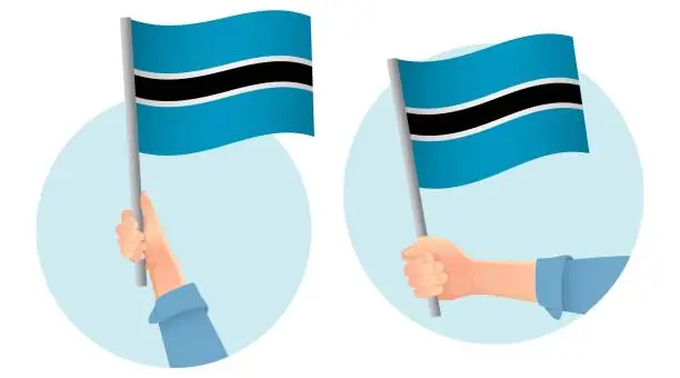 Vector illustration of Botswana flag in hand