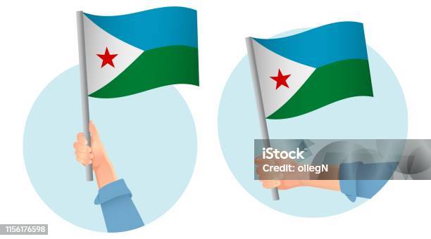 Djibouti Flag In Hand Stock Illustration - Download Image Now - Celebration, Computer Graphic, Concepts