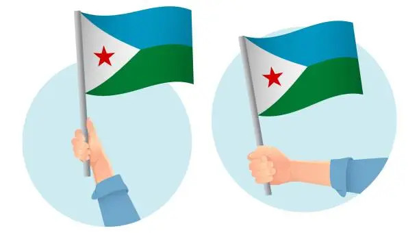 Vector illustration of Djibouti flag in hand