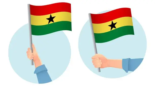 Vector illustration of Ghana flag in hand