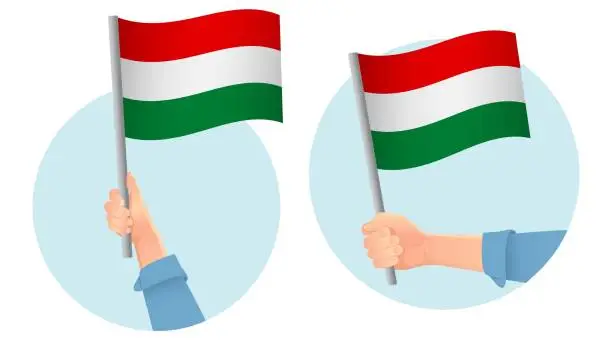 Vector illustration of Hungary flag in hand