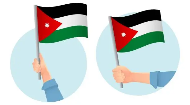 Vector illustration of jordan flag in hand