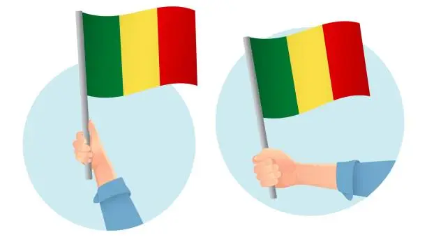 Vector illustration of Mali flag in hand