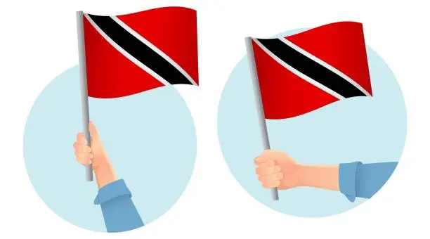 Vector illustration of Trinidad and Tobago flag in hand