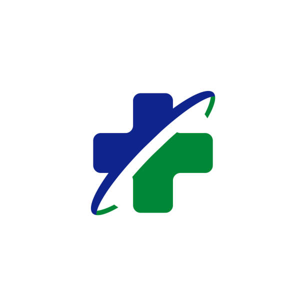 ikona opieki zdrowotnej z symbolem krzyża - medical logos stock illustrations
