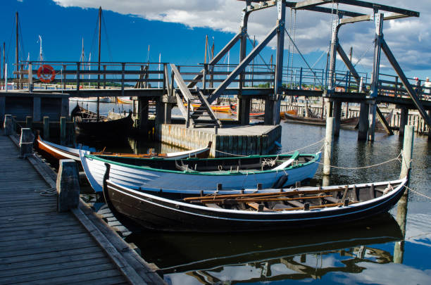 Rowing boats by the Olandbridge connecting the island Oland with mainland Sweden