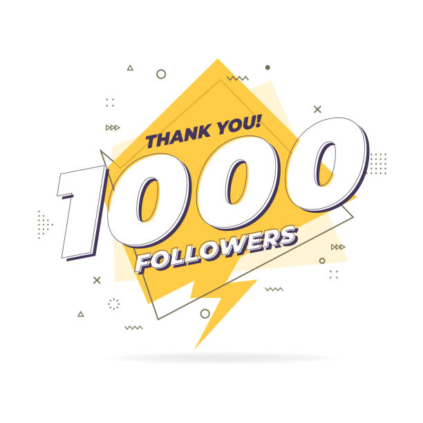 Thank you 1,000 followers trendy flat geometric banner. Thank you 1,000 followers trendy flat geometric banner. number 1000 stock illustrations