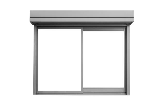 istock Metal window frame isolated on white background 1156212667