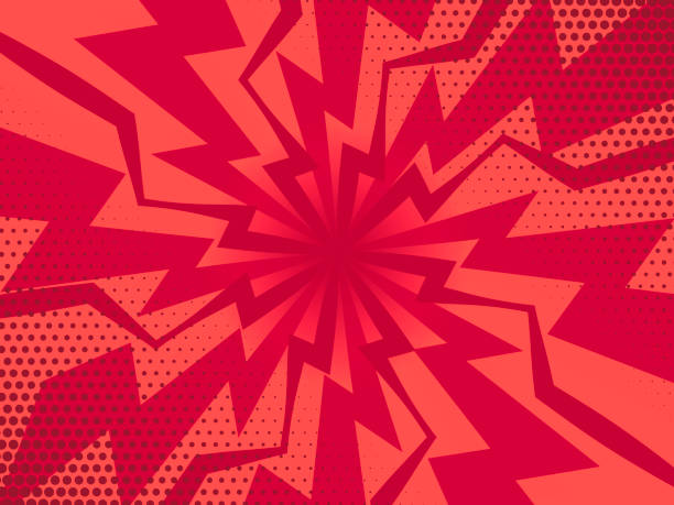 レトロなコミック光赤の背景。ポップアートレトロスタイルのベクトルイラスト - 赤 イラスト点のイラスト素材／クリップアート素材／マンガ素材／アイコン素材