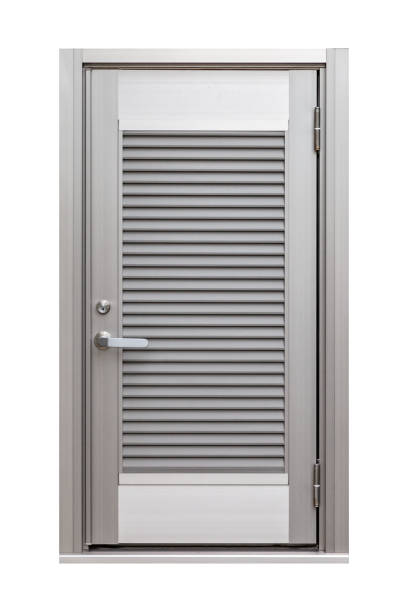 Stainless steel door isolated on white background