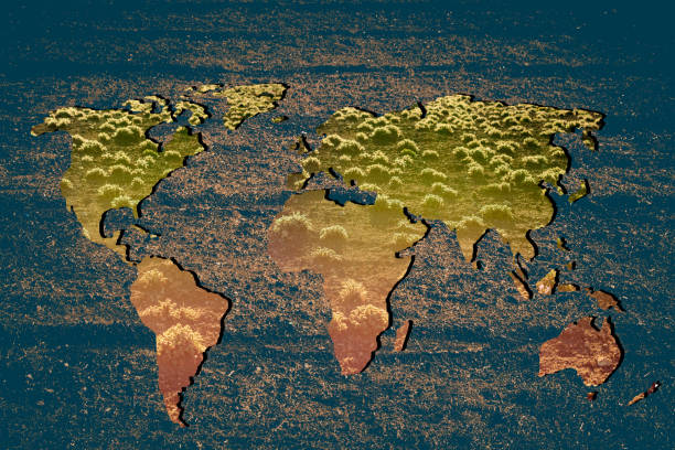 istock Roughly outlined world map with green plants filling 1156215791