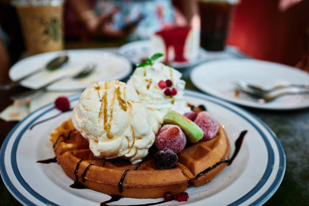 istock Vanilla ice cream and hot waffle 1156216416