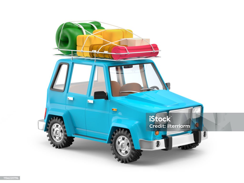 Suv Adventure Cartoon Stock Photo - Download Image Now - Car, Suitcase, Toy  - iStock