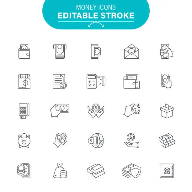 Vector illustration of Money Line Icons