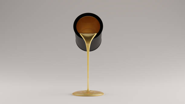 istock Gold Paint Pouring Out of a Matte Black Paint Tin Front View 1156235018