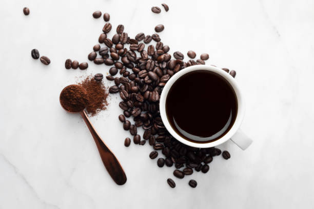 caffè - coffee crop bean seed directly above foto e immagini stock