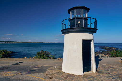 Lobster Point Lighthouse. Built in 1948 on Marginal Way in Ogunquit, Maine, USA.