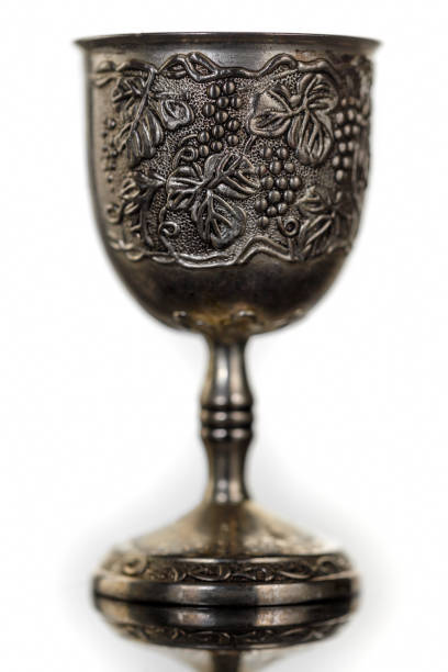 istock Glass metal with an engraved pattern on a light background with local focus 1156236213