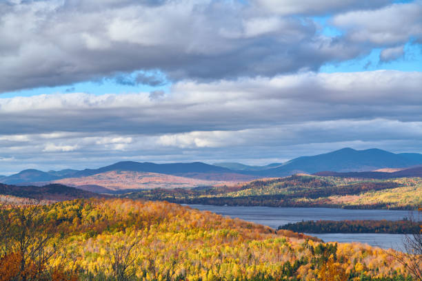 Mooselookmeguntic Lake at autumn, Maine, USA. stock photo