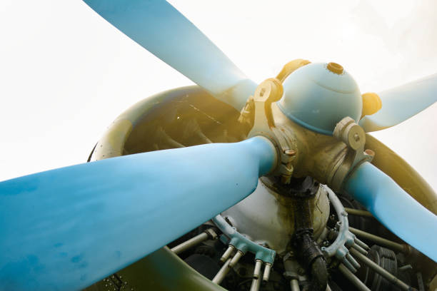 istock Close up abstract of a vintage airplane propeller engine. 1156237902