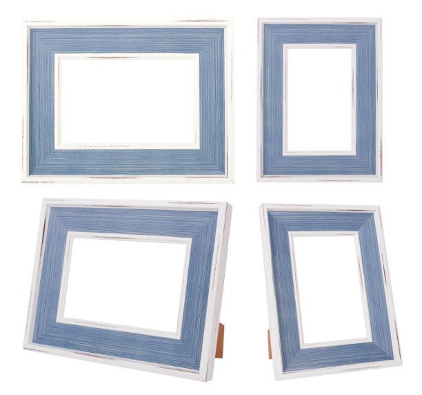 istock White & Blue Vintage Frame isolated on White background. 1156239147