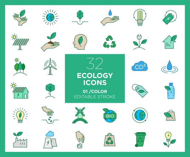 istock Set of Ecology icons in color 1156239168