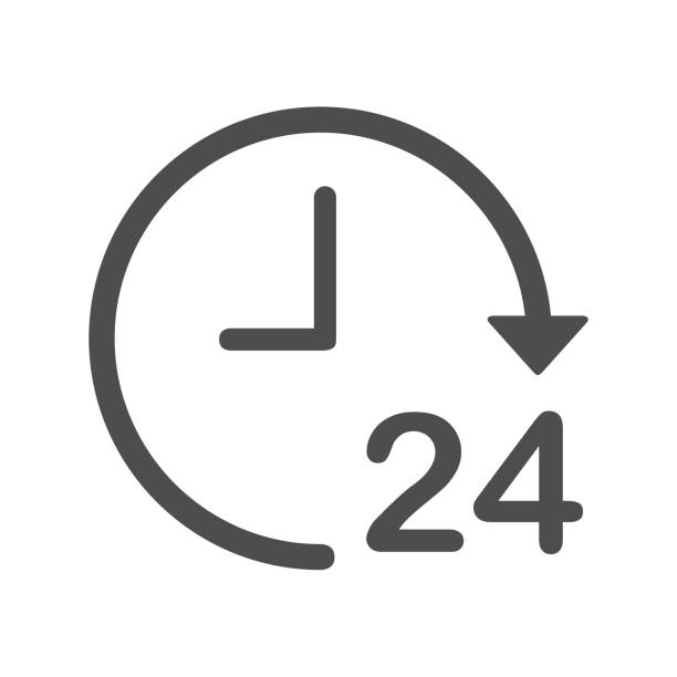 ilustrações, clipart, desenhos animados e ícones de ícone do vetor de 24 horas - clock wall clock face clock hand