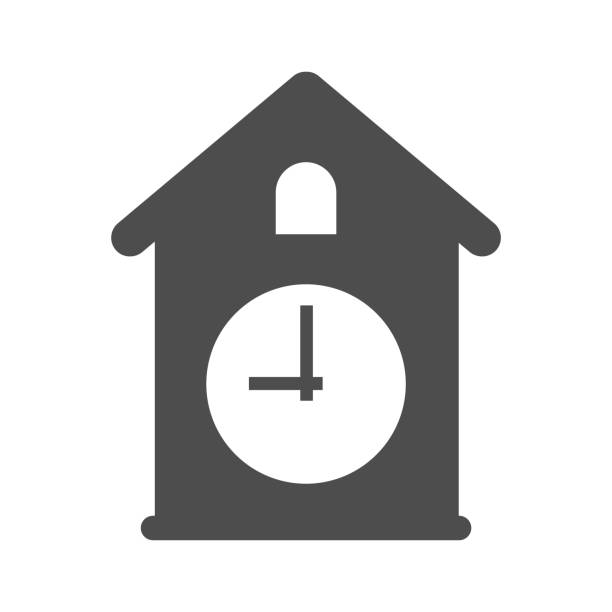 cuckoo clock vector icon cuckoo clock vector icon isolated on white background. cuckoo clock flat icon for web, mobile and user interface design clock wall clock face clock hand stock illustrations