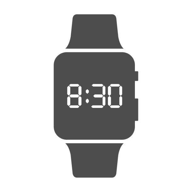 watch vector icon square smart watch showing time vector icon isolated on white background. smart watch flat icon for web, mobile and user interface design clock wall clock face clock hand stock illustrations