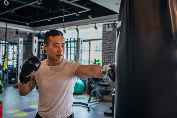 istock Athlete boxing at the gym 1156243806