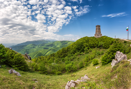 Magnificent panoramic view of the Shipka National Monument (Liberty Monument), Balkans, Bulgaria