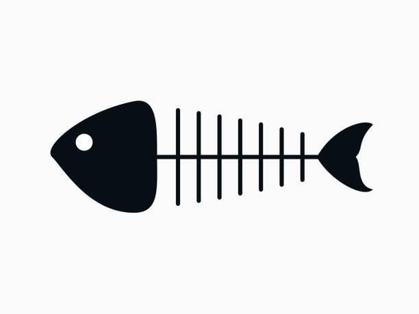 Isolated Black Fishbone Skeleton Dead Fish Element For Logo Icon Etc Flat  Vector Design Stock Illustration - Download Image Now - iStock