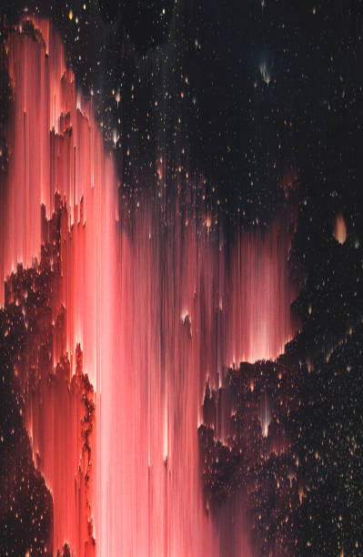 Surreal Fiery Background. Artistic Poster. Pixel Sorting Technique