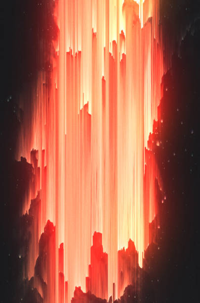 istock Surreal Fiery Background. Artistic Poster. Pixel Sorting Technique 1156249513