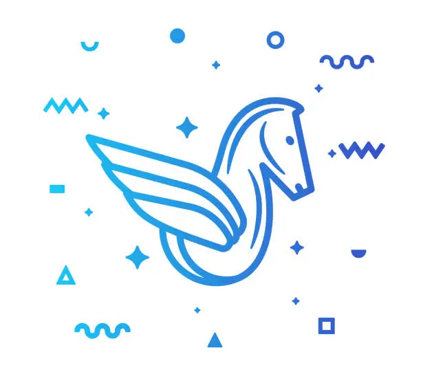 Vector illustration of Pegasus Line Style Icon Design