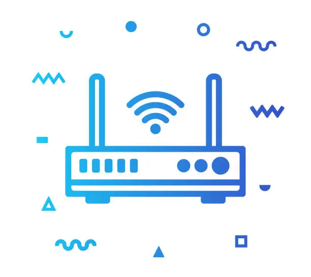Vector illustration of Router Firewall Line Style Icon Design