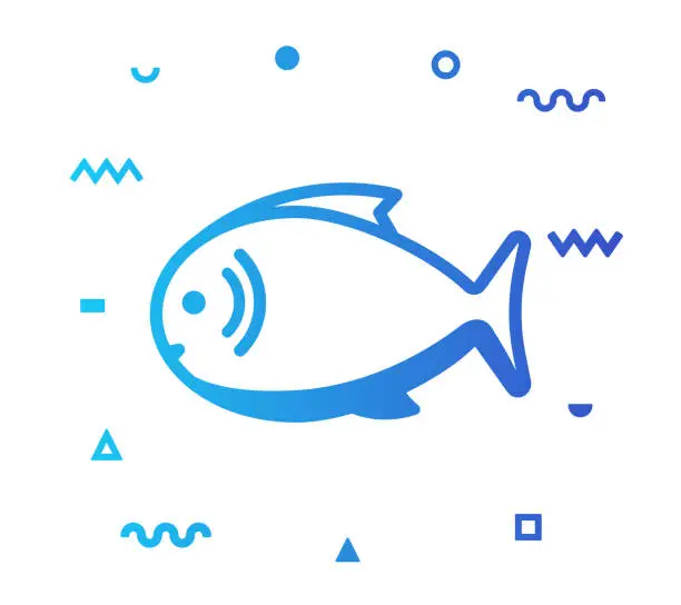 Vector illustration of Fishing Line Style Icon Design