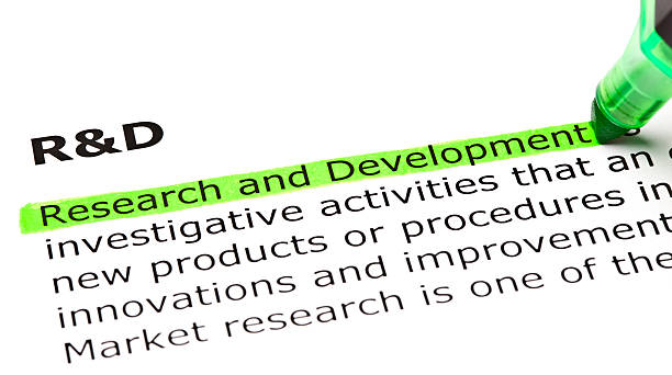 research 및 개발 녹색으로 강조 표시된 - r and d 뉴스 사진 이미지