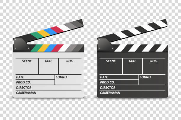 istock Vector 3d Realistic Opened White and Black Movie Film Clap Board Icon Set Closeup Isolated on Transparent Background. Design Template of Clapperboard, Slapstick, Filmmaking Device. Front View 1156259822
