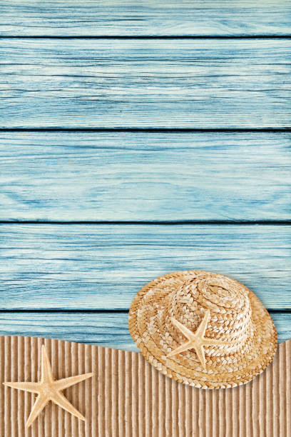 istock Beach decoration against wooden background 1156263224