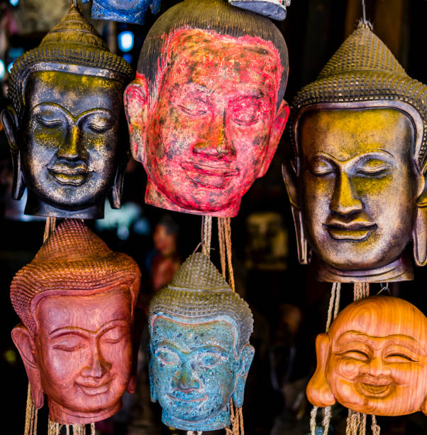 istock Carved Buddha head masks, Siem Reap, Cambodia 1156263391