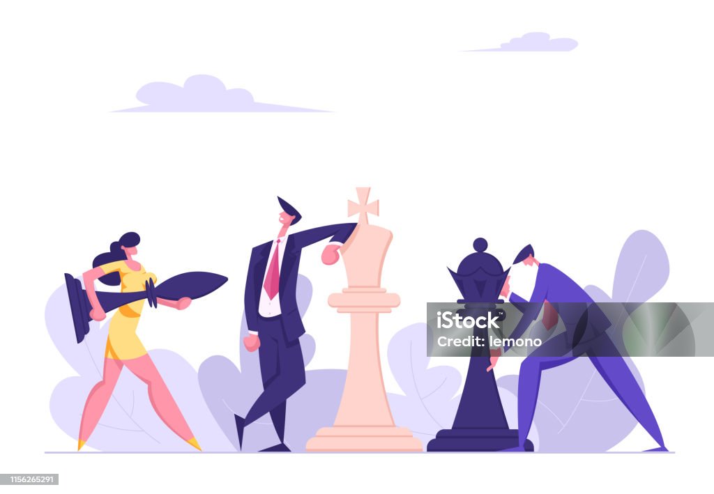 Business Strategy Plan Businessman Character Team Play Chess Strategic Game  For Leadership Growth Business Strategy Plan Planning And Management  Thinking Concept Cartoon Flat Vector Illustration Stock Illustration -  Download Image Now - iStock